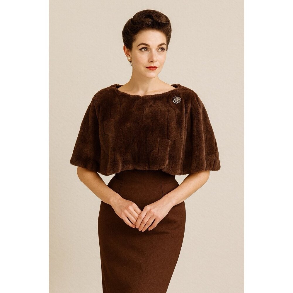NWT Women’s Birch & Stone Faux Fur Capelet / Fur Bolero - Brown